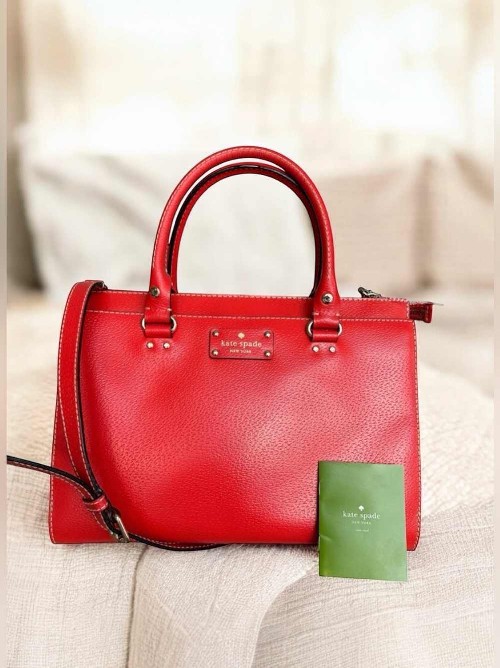🆕 Kate Spade Large Satchel Red Shoulder Bag